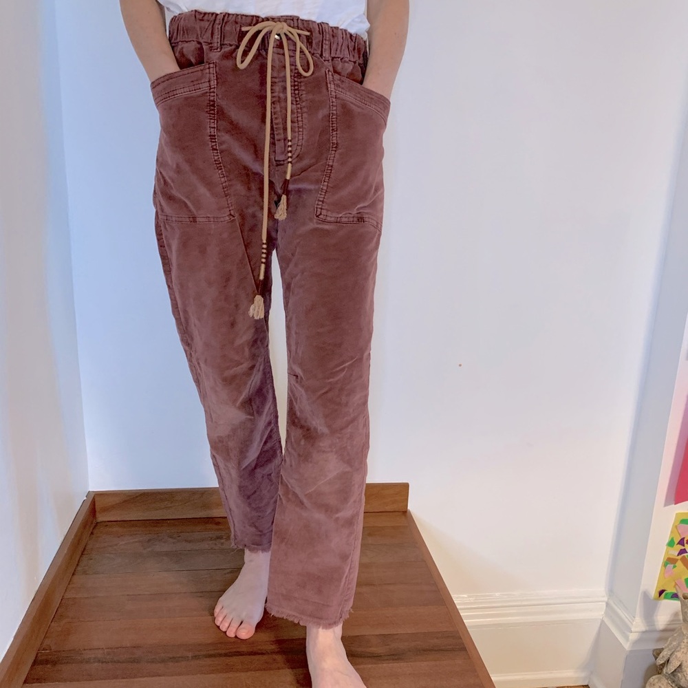 Free People XS cord elastic-waist boyfriend pant